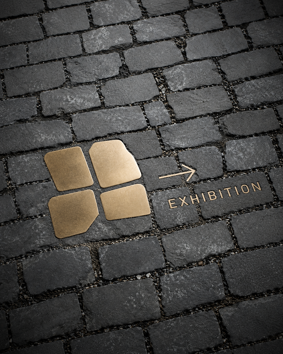 Brass paving signage
